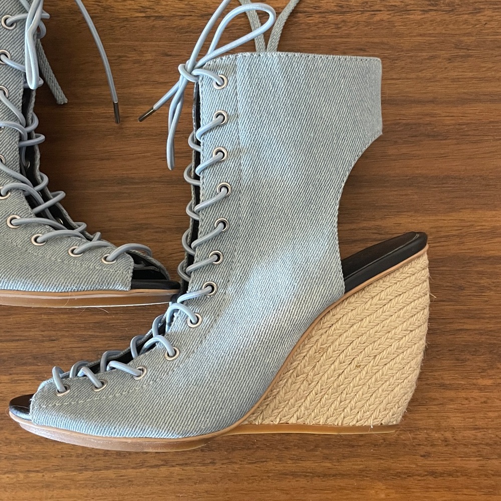 Rebecca Minkoff Denim Espadrilles Wedges Size 7.5